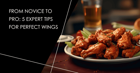 Image of the article title 'From Novice to Pro: 5 Expert Tips for Crafting the Best Buffalo Wings' on a vibrant background.