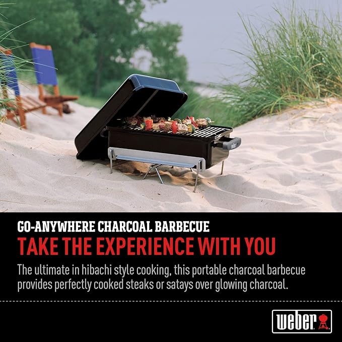 Weber Go-Anywhere Charcoal Black BBQ - Portable BBQ Grill for Outdoor Cooking