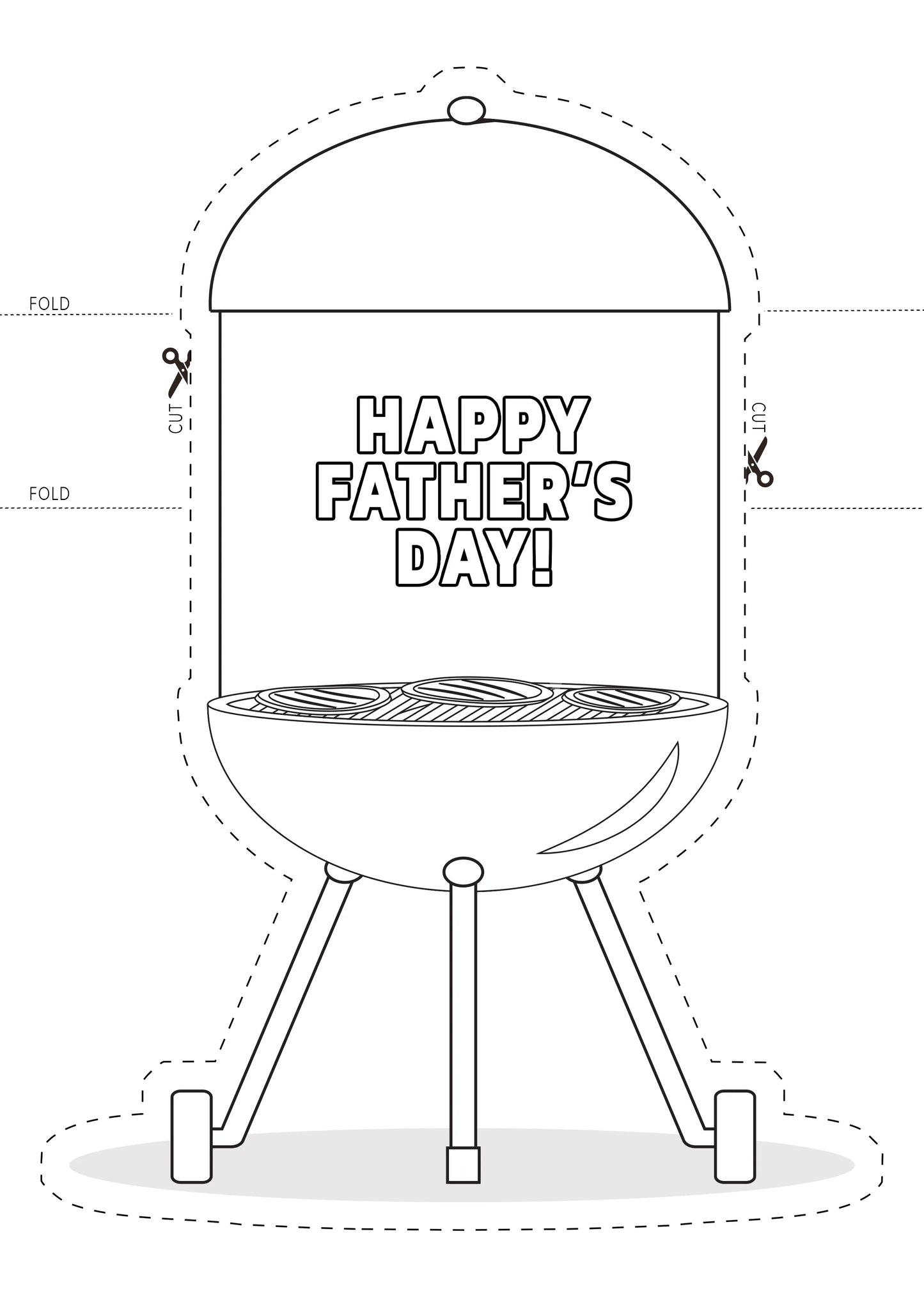 Fathers Day BBQ Card - Kids Colouring Pages