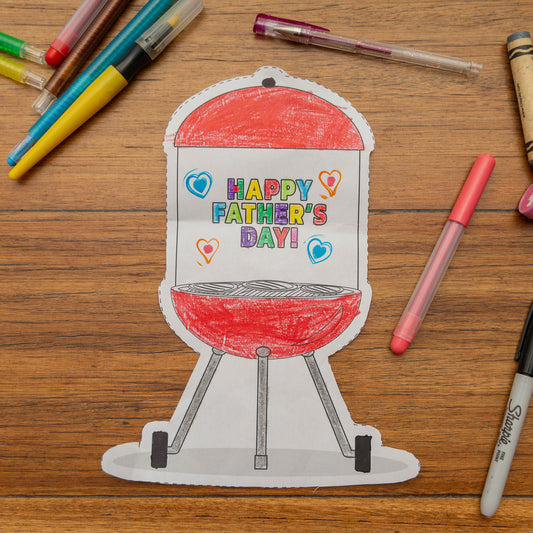 Fathers Day BBQ Card - Kids Colouring Pages
