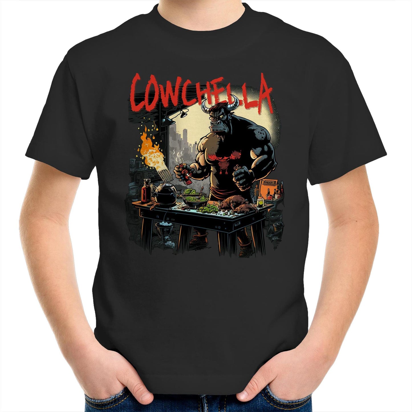 Cowchella 2023 Origin Story Kids Youth Crew T-Shirt